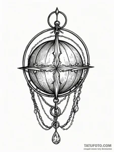 Crystal orb bound in chains, ink illustration... - эскиз тату (№1751674123_0, 05.07.2025 00:08) — Tatufoto.com