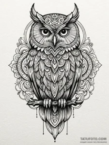 Owl, concept art for tattoo, unique design, o... - эскиз тату (№1751674209_0, 05.07.2025 00:10) — Tatufoto.com