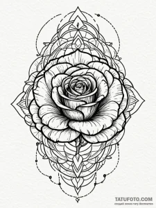 Engraved rose beneath bone mask, tattoo line... - эскиз тату (№1751674295_0, 05.07.2025 00:11) — Tatufoto.com