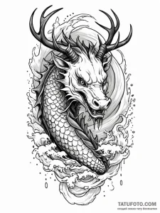 Abyssal stag with hollow core, tattoo line ar... - эскиз тату (№1751674889_0, 05.07.2025 00:21) — Tatufoto.com