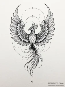 Phoenix wings beneath starry mist, artistic t... - эскиз тату (№1751675319_0, 05.07.2025 00:28) — Tatufoto.com