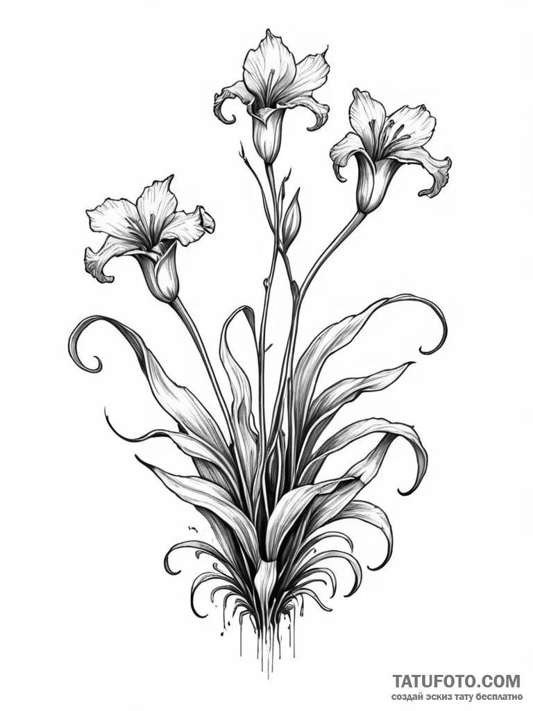 A carnivorous plant collection, artistic tatt... - эскиз тату (№1751675404_0, 05.07.2025 00:30) — Tatufoto.com