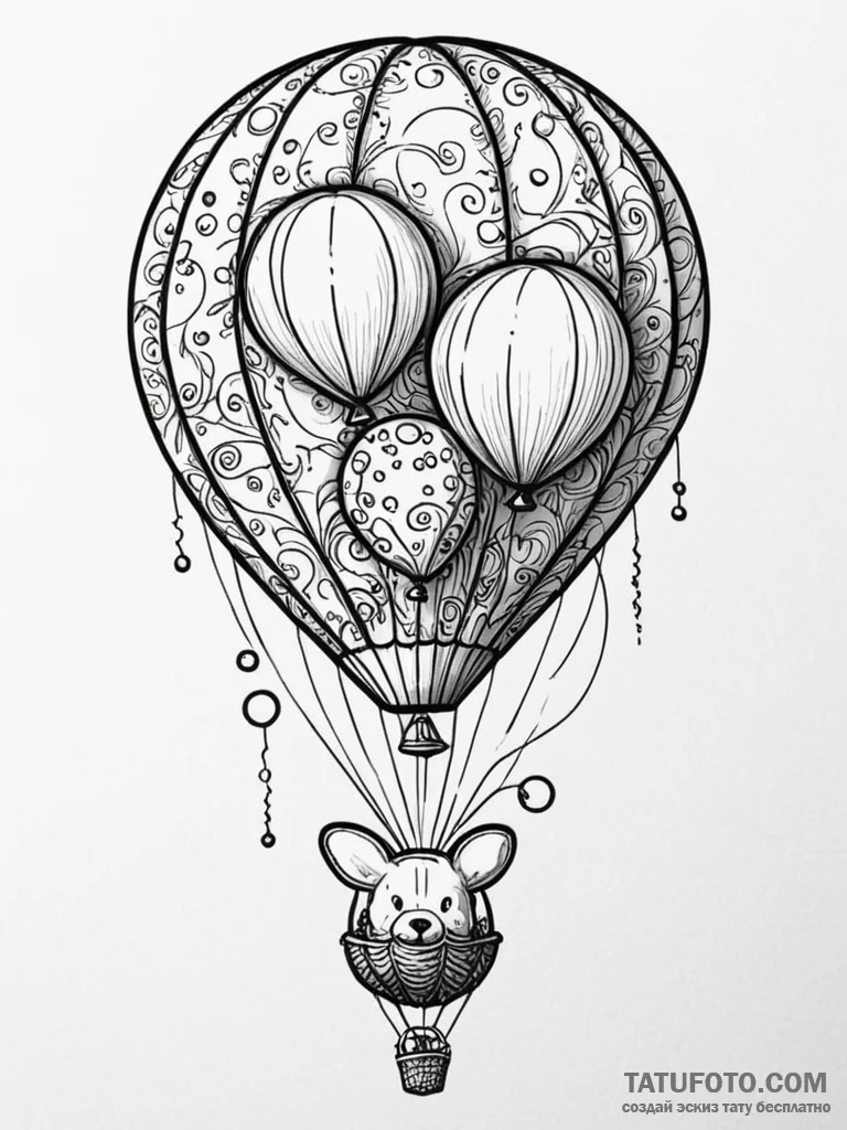 A whimsical balloon animal, party,, artistic... - эскиз тату (№1751675576_0, 05.07.2025 00:32) — Tatufoto.com