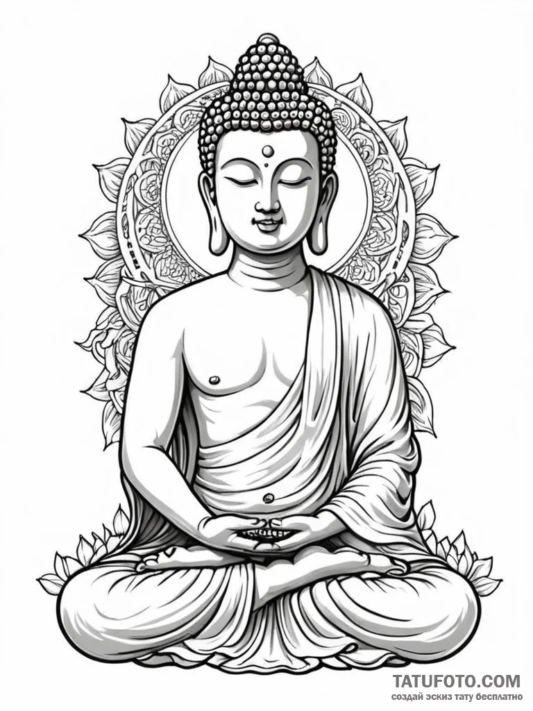 Buddha — эскиз тату (№1751675914_0, 05.07.2025 00:38) — Tatufoto.com