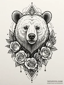 Aurora bear with glowing fur, tattoo flash sh... - эскиз тату (№1751675998_0, 05.07.2025 00:39) — Tatufoto.com