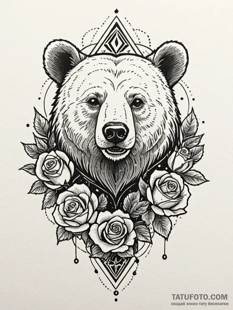 Aurora bear with glowing fur, tattoo flash sh… — эскиз тату (№1751675998_0, 05.07.2025 00:39) — Tatufoto.com