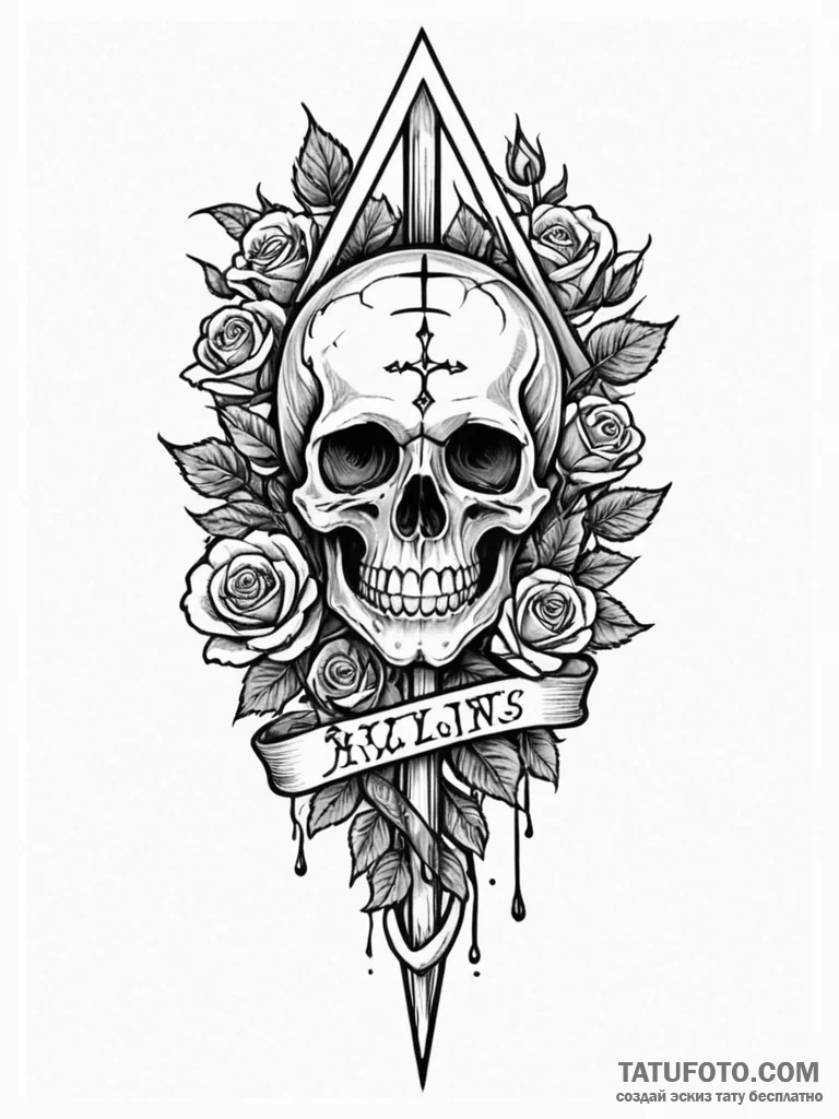 Ivory blade etched with runes, ink illustrati... - эскиз тату (№1751676342_0, 05.07.2025 00:45) — Tatufoto.com