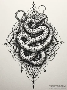 Pistol barrel entwined with serpents, tattoo... - эскиз тату (№1751676427_0, 05.07.2025 00:47) — Tatufoto.com