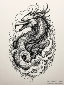 Arcane raven in storm, artistic tattoo sketch... - эскиз тату (№1751676511_0, 05.07.2025 00:48) — Tatufoto.com
