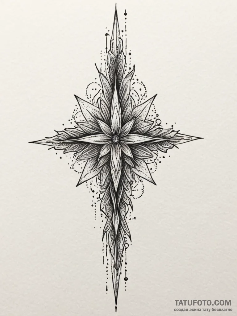 Ice spear through spectral bloom, ink illustr... - эскиз тату (№1751676596_0, 05.07.2025 00:49) — Tatufoto.com