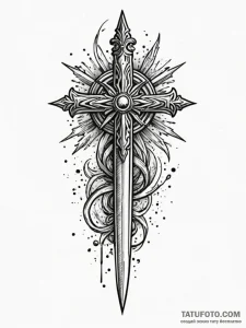 Etched dagger through spirit seal, ink illust... - эскиз тату (№1751676681_0, 05.07.2025 00:51) — Tatufoto.com