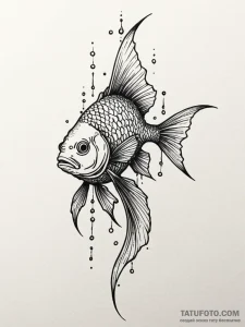 Abyssal fish with glowing fins, tattoo sketch... - эскиз тату (№1751677105_0, 05.07.2025 00:58) — Tatufoto.com