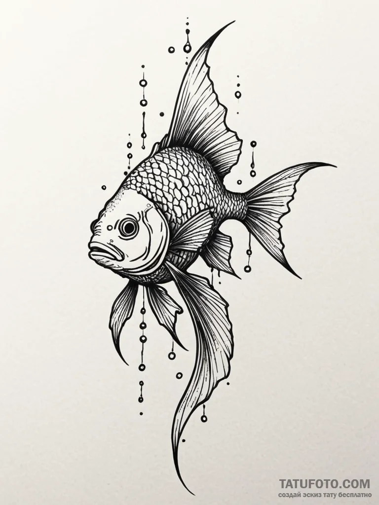 Abyssal fish with glowing fins, tattoo sketch... - эскиз тату (№1751677105_0, 05.07.2025 00:58) — Tatufoto.com