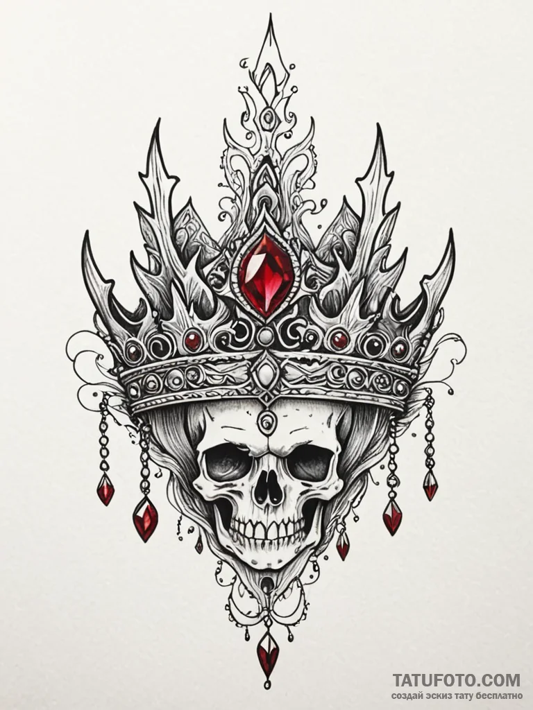 Ruby thorn piercing bone crown, tattoo flash... - эскиз тату (№1751677190_0, 05.07.2025 00:59) — Tatufoto.com