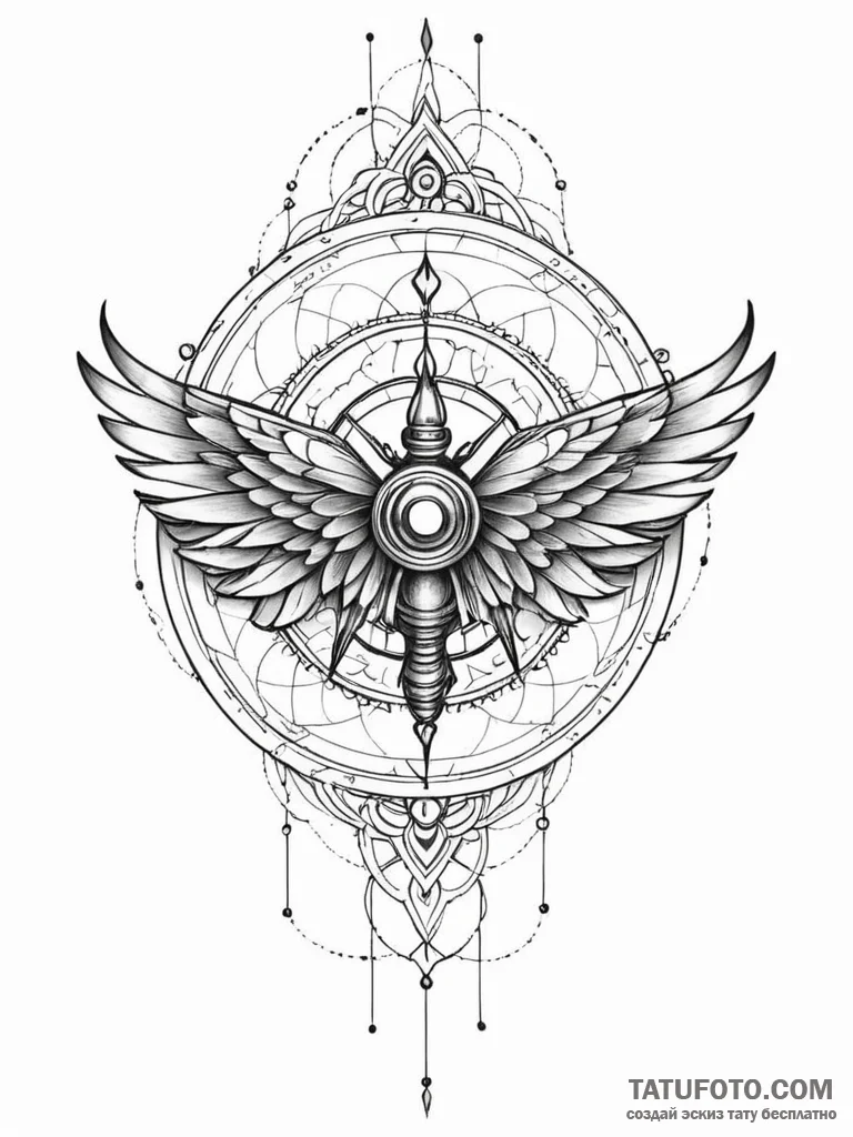 Mechanical wings torn asunder, concept art fo... - эскиз тату (№1751677954_0, 05.07.2025 01:12) — Tatufoto.com