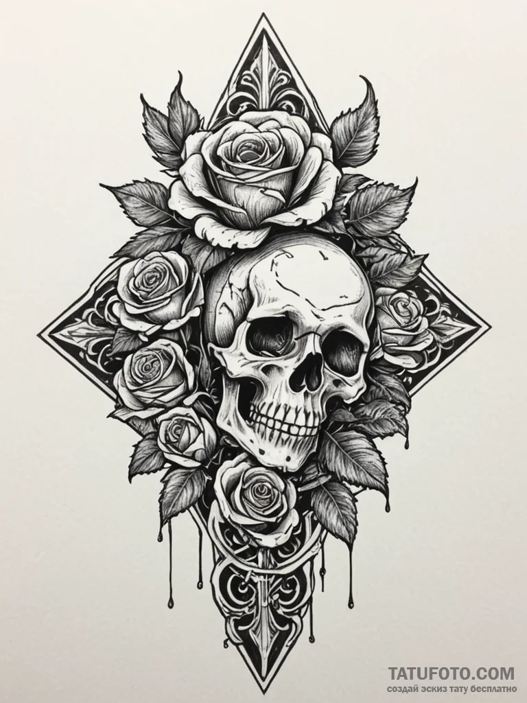 Ice relic beneath bone spire, tattoo sketch d... - эскиз тату (№1751678042_0, 05.07.2025 01:14) — Tatufoto.com