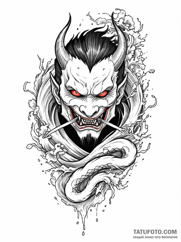Vampire mask beneath spectral rift, ink illus... - эскиз тату (№1751678394_0, 05.07.2025 01:19) — Tatufoto.com