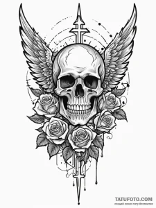 Iron wings tearing through stars, tattoo line... - эскиз тату (№1751678563_0, 05.07.2025 01:22) — Tatufoto.com