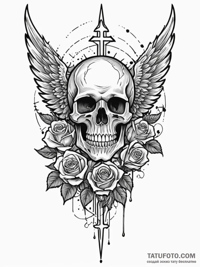 Iron wings tearing through stars, tattoo line... - эскиз тату (№1751678563_0, 05.07.2025 01:22) — Tatufoto.com