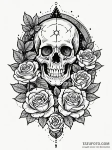Zen garden beneath starlit sky, tattoo sketch... - эскиз тату (№1751678648_0, 05.07.2025 01:24) — Tatufoto.com