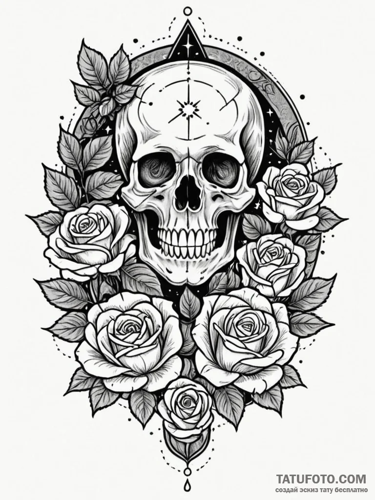Zen garden beneath starlit sky, tattoo sketch… — эскиз тату (№1751678648_0, 05.07.2025 01:24) — Tatufoto.com