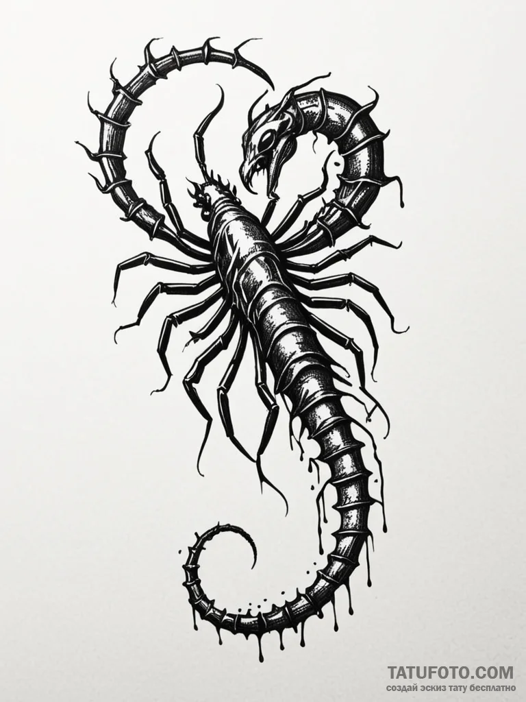 Scorpion tail dripping spectral venom, ink il... - эскиз тату (№1751679077_0, 05.07.2025 01:31) — Tatufoto.com