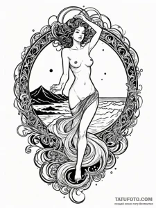 Black sands swirling around figure, concept a... - эскиз тату (№1751679335_0, 05.07.2025 01:35) — Tatufoto.com