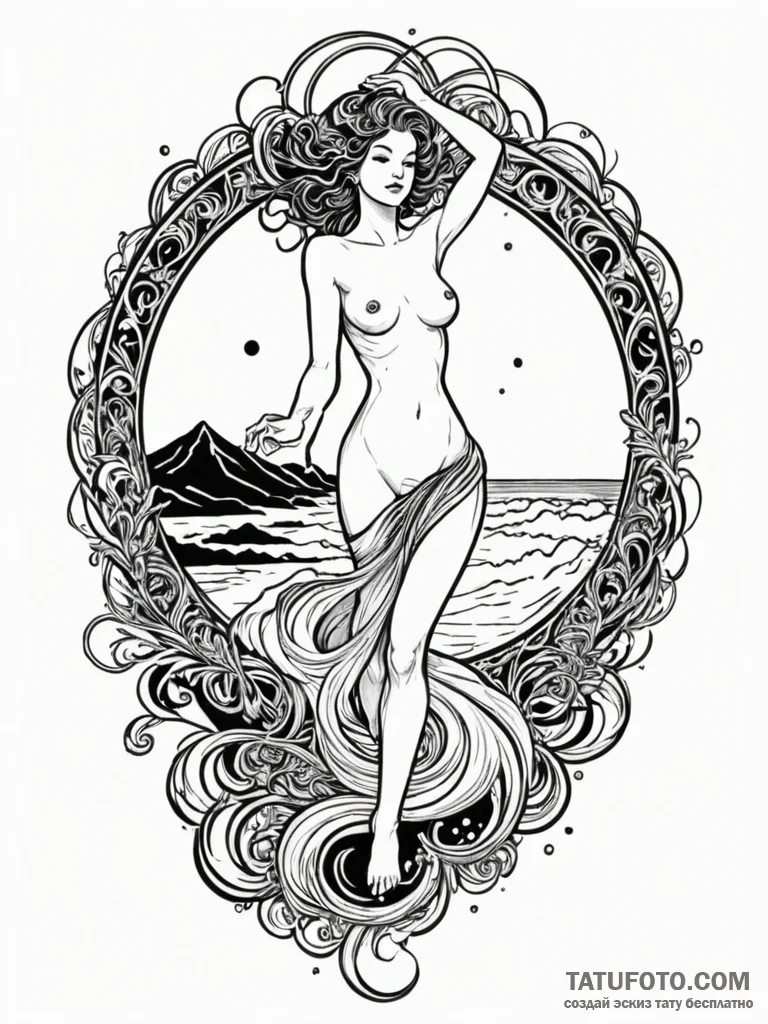 Black sands swirling around figure, concept a... - эскиз тату (№1751679335_0, 05.07.2025 01:35) — Tatufoto.com