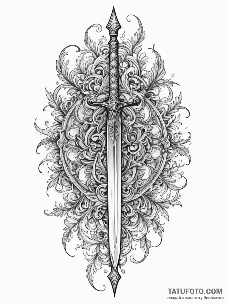 Arcane blade with shifting patterns, ink illu... - эскиз тату (№1751679419_0, 05.07.2025 01:36) — Tatufoto.com