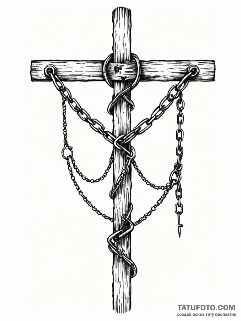 Portcullis bound in iron chains, tattoo line… — эскиз тату (№1751679591_0, 05.07.2025 01:39) — Tatufoto.com