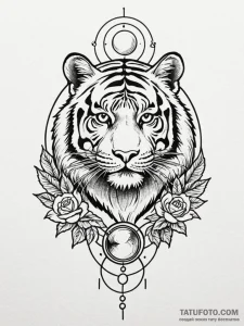 Tiger eye reflecting twin moons, tattoo sketc... - эскиз тату (№1751679763_0, 05.07.2025 01:42) — Tatufoto.com