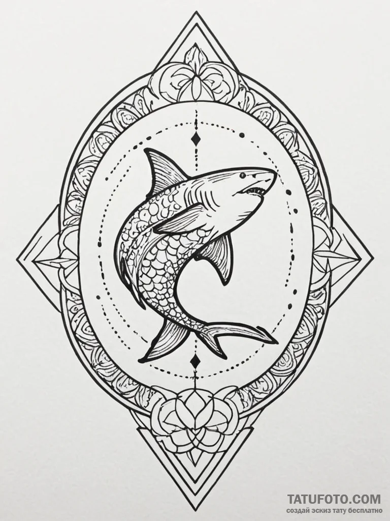 Aquatic siren with shark tail, concept art fo... - эскиз тату (№1751680182_0, 05.07.2025 01:49) — Tatufoto.com