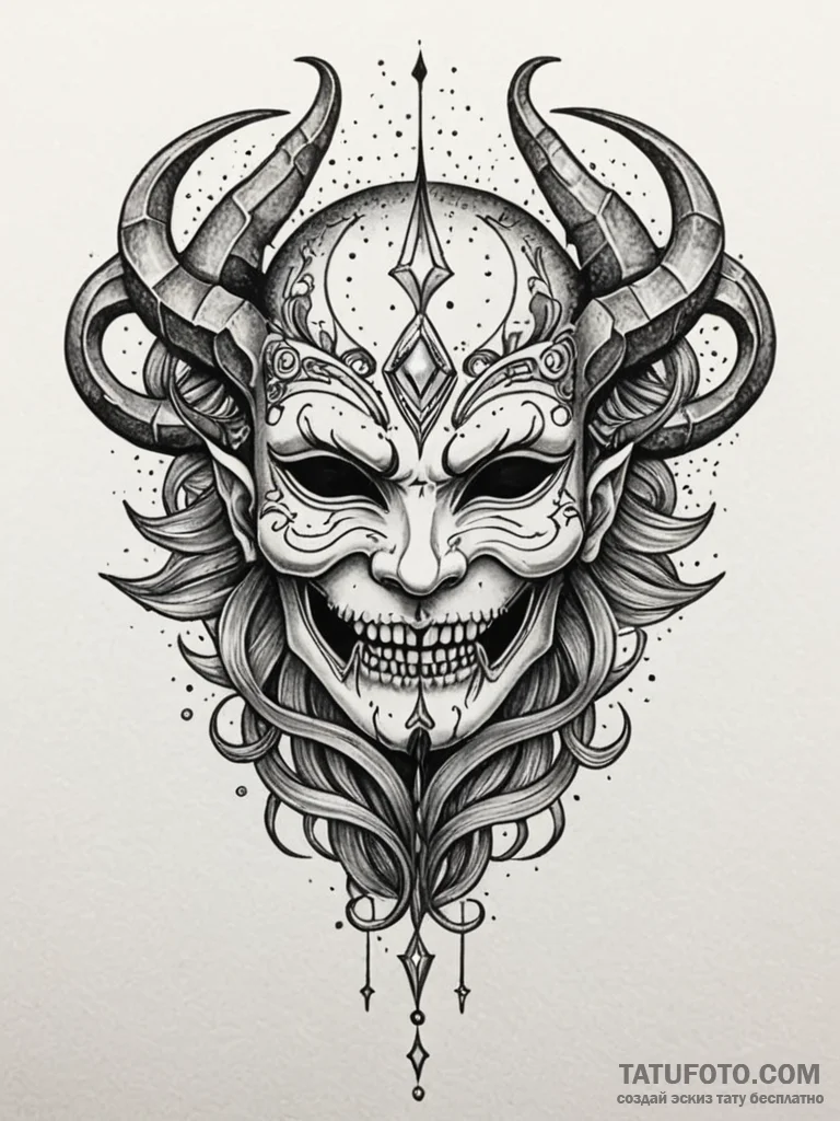 Relic mask devouring starlight, tattoo flash... - эскиз тату (№1751680351_0, 05.07.2025 01:52) — Tatufoto.com