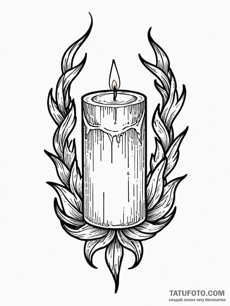 Candle flame trapped in crystal, artistic tat… — эскиз тату (№1751680436_0, 05.07.2025 01:53) — Tatufoto.com