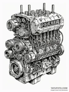 Diesel engine block with demonic faces forged... - эскиз тату (№1751680521_0, 05.07.2025 01:55) — Tatufoto.com