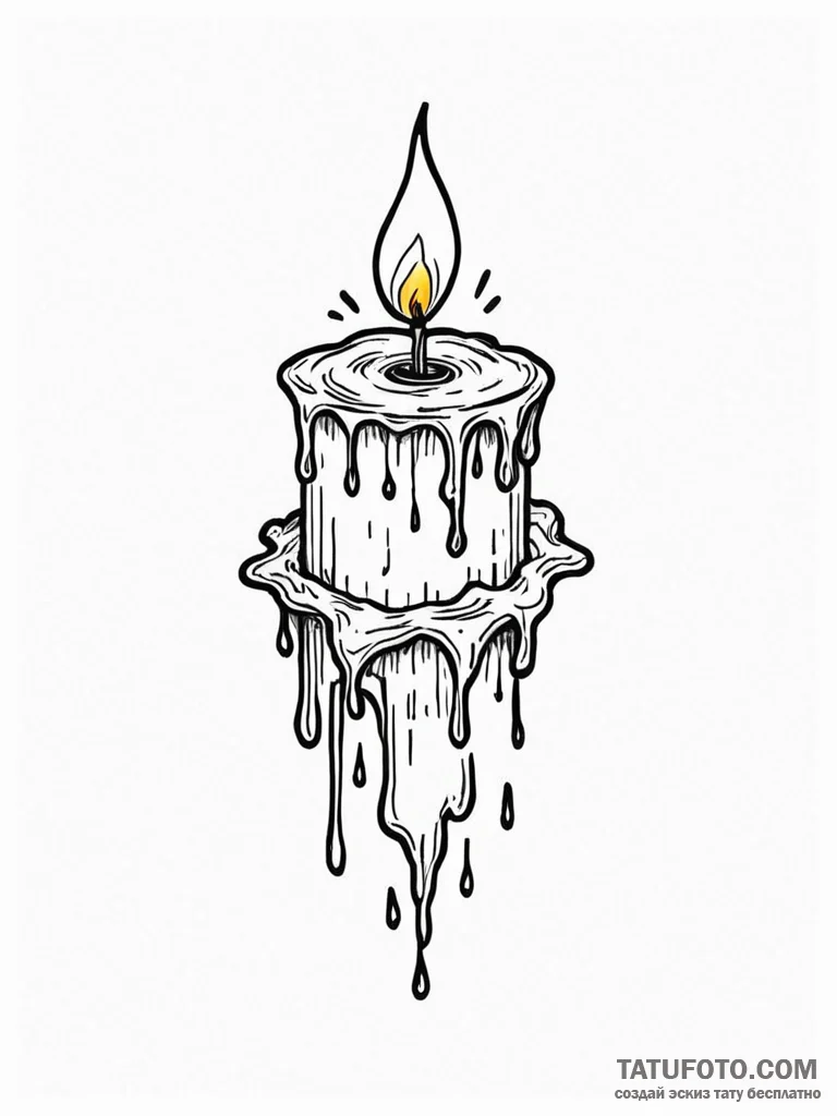 Candle dripping molten gold, tattoo sketch de... - эскиз тату (№1751680605_0, 05.07.2025 01:56) — Tatufoto.com