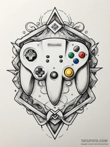 Nintendo 64 logo, 3d style, tattoo drawing ou... - эскиз тату (№1751680858_0, 05.07.2025 02:00) — Tatufoto.com