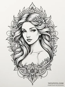 Aphrodite, tattoo line art, masterpiece, best... - эскиз тату (№1751680943_0, 05.07.2025 02:02) — Tatufoto.com