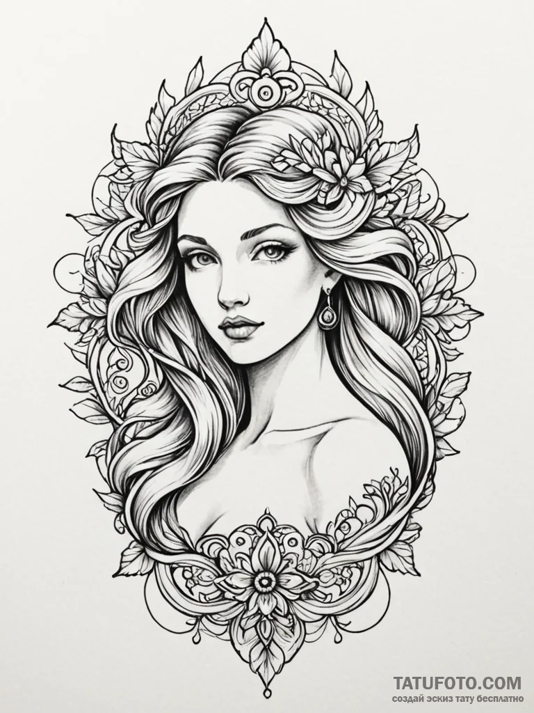 Aphrodite, tattoo line art, masterpiece, best... - эскиз тату (№1751680943_0, 05.07.2025 02:02) — Tatufoto.com