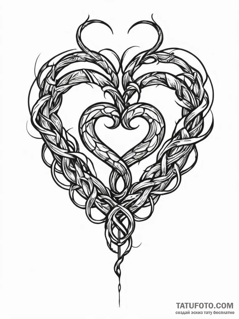 Barbed serpent circling heart, tattoo sketch... - эскиз тату (№1751682038_0, 05.07.2025 02:20) — Tatufoto.com