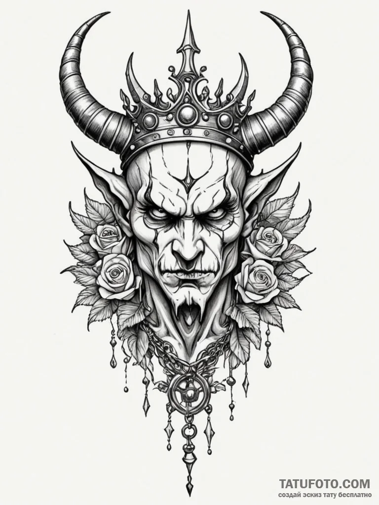 Demon horned crown cracked open, tattoo drawi… — эскиз тату (№1751682291_0, 05.07.2025 02:24) — Tatufoto.com