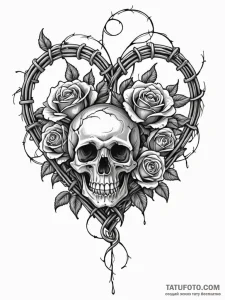A detailed barbed wire heart, contrasting,, t... - эскиз тату (№1751682376_0, 05.07.2025 02:26) — Tatufoto.com