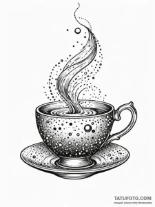 Galaxy swirling within a glass teacup, tattoo... - эскиз тату (№1751683062_0, 05.07.2025 02:37) — Tatufoto.com