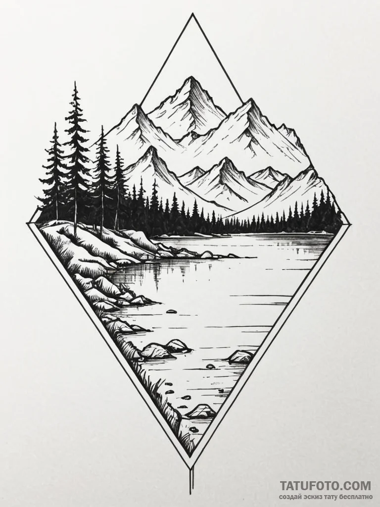 Landscape of a cherished place (a mountain, a... - эскиз тату (№1751683330_0, 05.07.2025 02:42) — Tatufoto.com