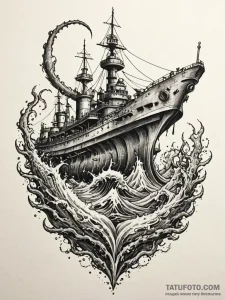 Abyssal leviathan with armor plates of sunken... - эскиз тату (№1751684608_0, 05.07.2025 03:03) — Tatufoto.com