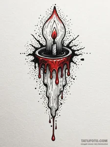 Blood candle melting upward, tattoo flash she... - эскиз тату (№1751685125_0, 05.07.2025 03:12) — Tatufoto.com