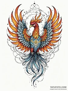 Animated phoenix rising from ashes, concept a... - эскиз тату (№1751685296_0, 05.07.2025 03:14) — Tatufoto.com