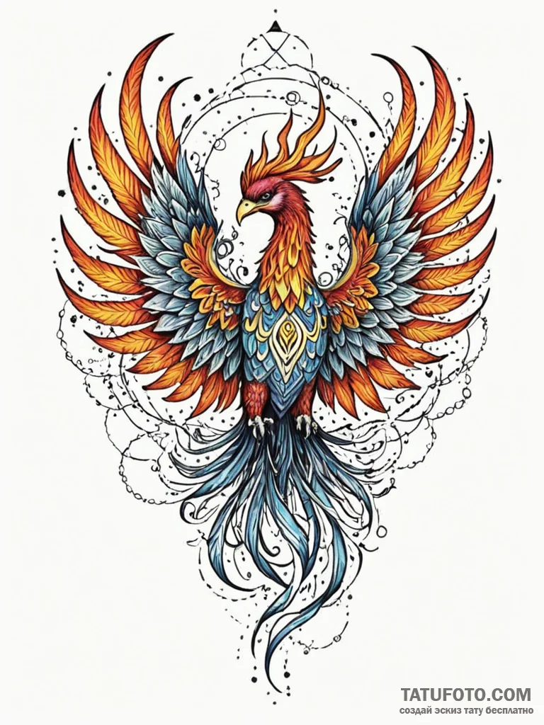 Animated phoenix rising from ashes, concept a... - эскиз тату (№1751685296_0, 05.07.2025 03:14) — Tatufoto.com
