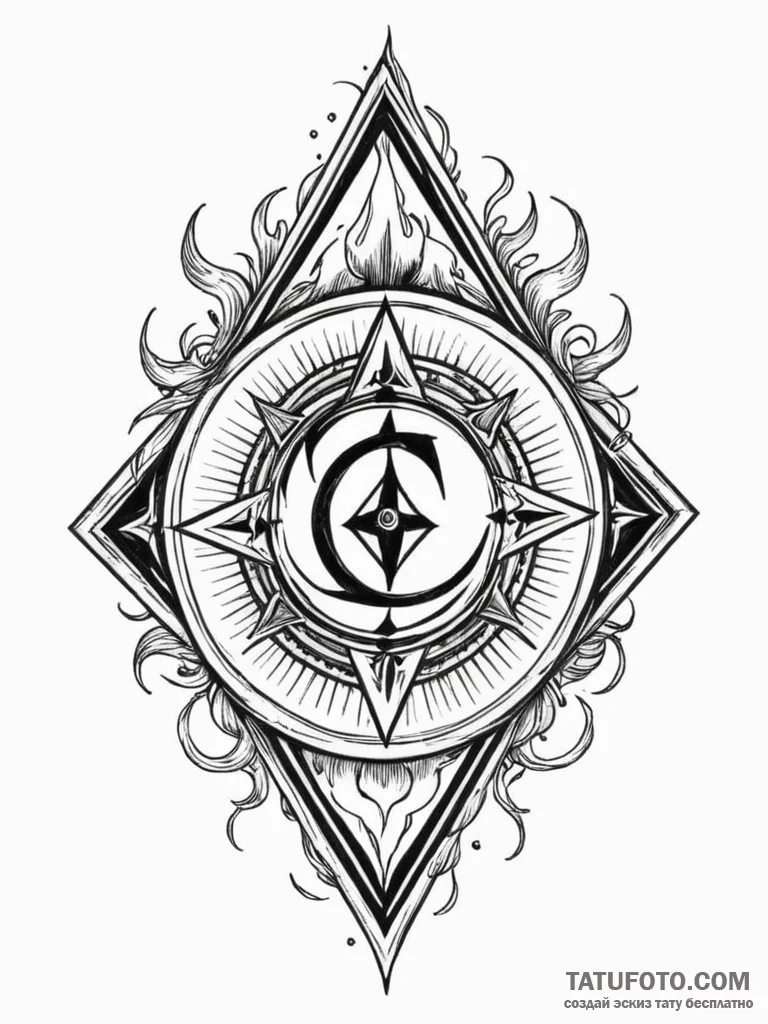 Alchemical symbol burning on an old grimoire,… — эскиз тату (№1751686080_0, 05.07.2025 03:28) — Tatufoto.com