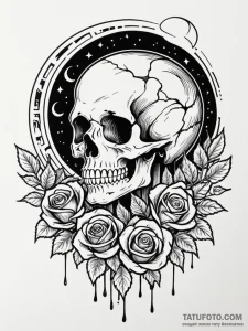Black moon veiled in smoke, tattoo drawing ou... - эскиз тату (№1751686334_0, 05.07.2025 03:32) — Tatufoto.com